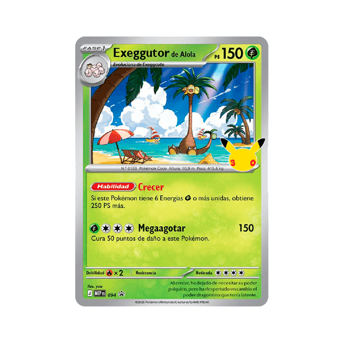 Pokémon 30 Aniversario Colección Pegatinas Exeggutor - Imagen 2