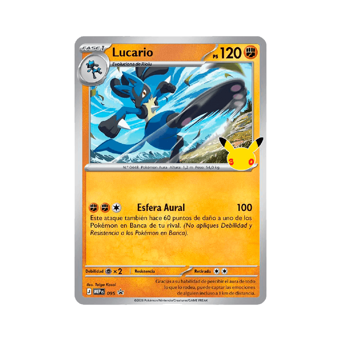 Pokémon 30 Aniversario Colección Pegatinas Lucario - Imagen 2